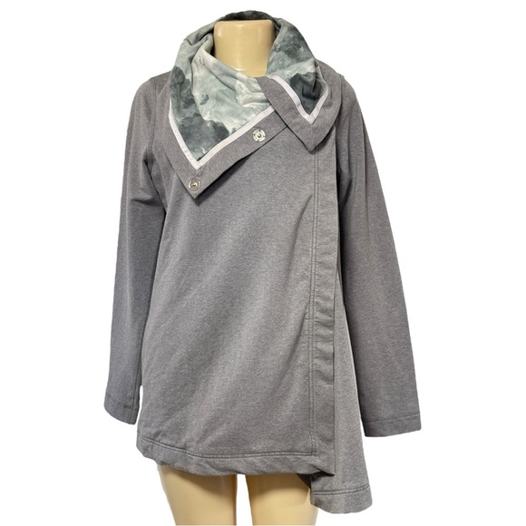 Lululemon Gray‎ Savasana Layered Convertible Wrap Cardigan French Terry Jacket 6 - Picture 6 of 12